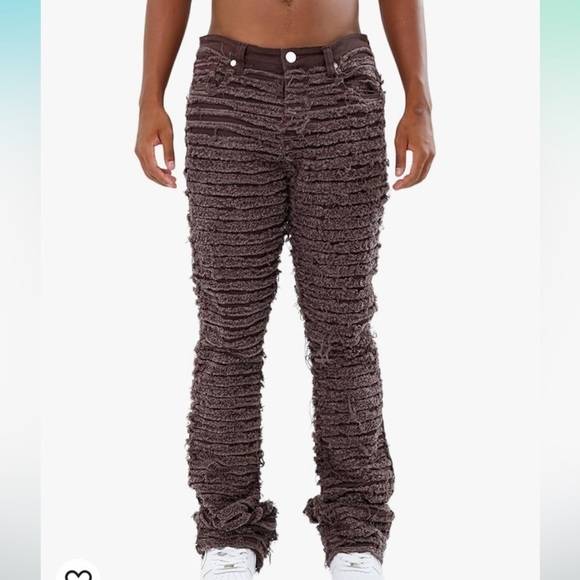 Armor Jeans Trashed Frayed Stacked Pants Mens Size 34 - Picture 7 of 7